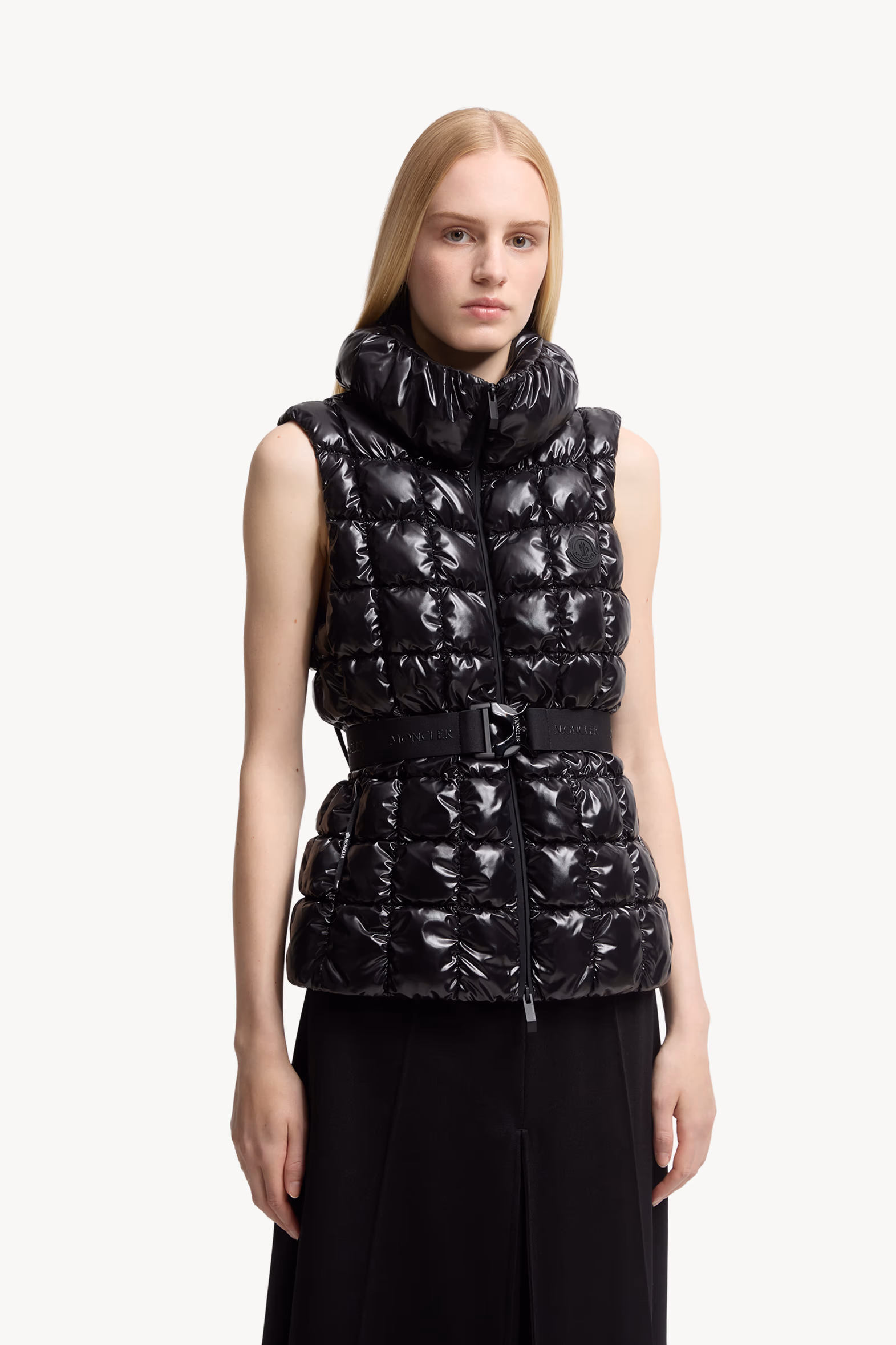 Chaleco plumífero con acolchado a cuadros Emilion Mujer Negro Moncler 3
